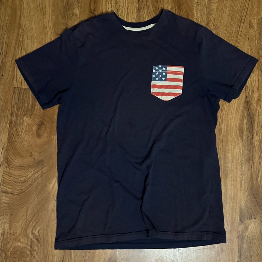 Navy blue American flag pocket tee. Men’s size L